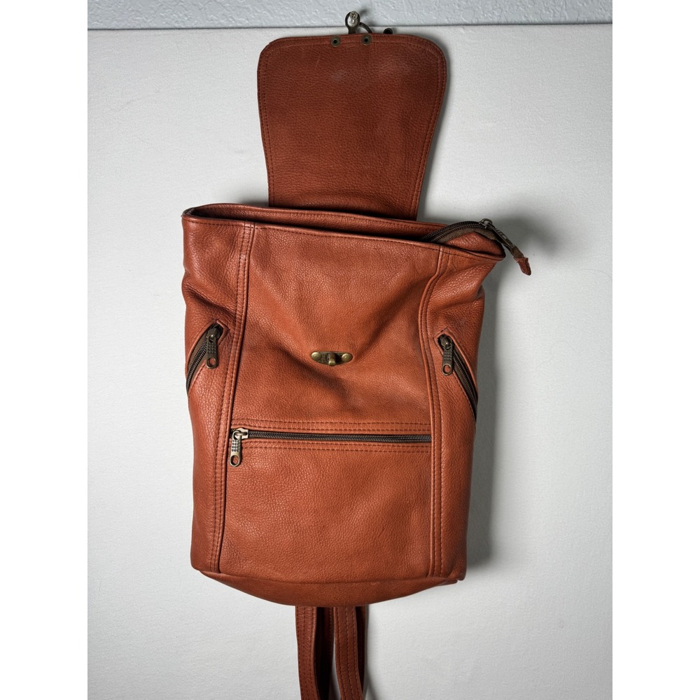 Vintage Argentina Leather Backpack Womens Small Brown Excellent Sling Bag - Picture 7 of 9